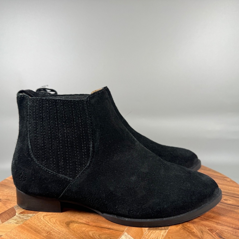 Jack Rogers Pippa Suede Bootie Black Chelsea Ankle Boots Womens Size 6 Low Heel